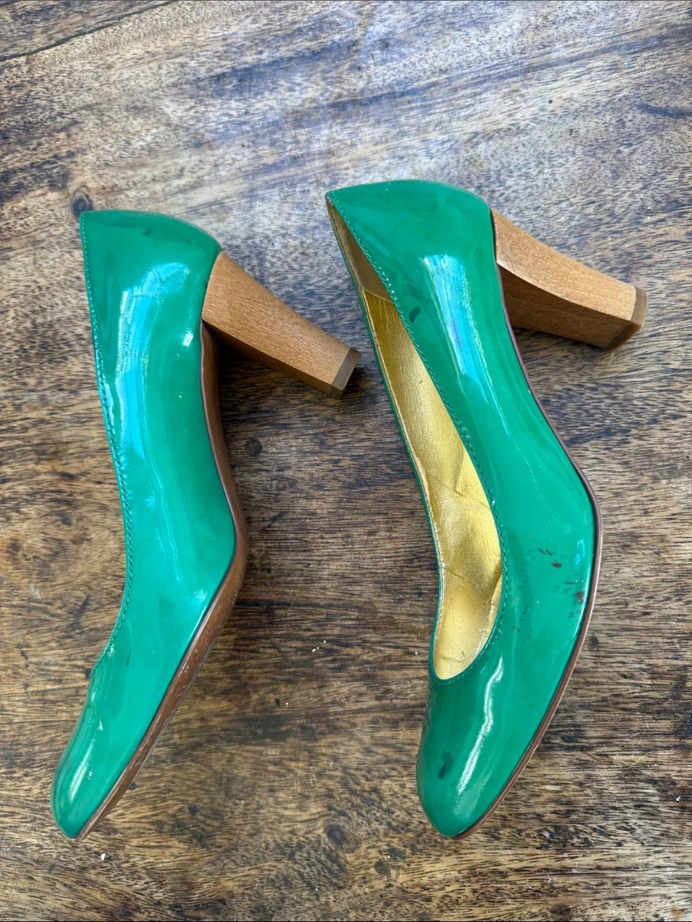 J. Crew Emerald Green Patent Leather Heels size 7
